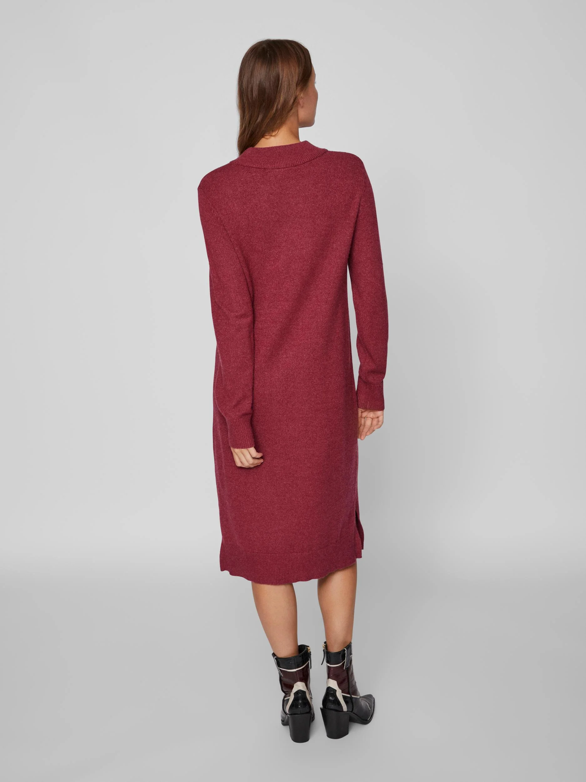 VERONICA CREW NECK MIDI DRESS (BEET RED) - Image 2