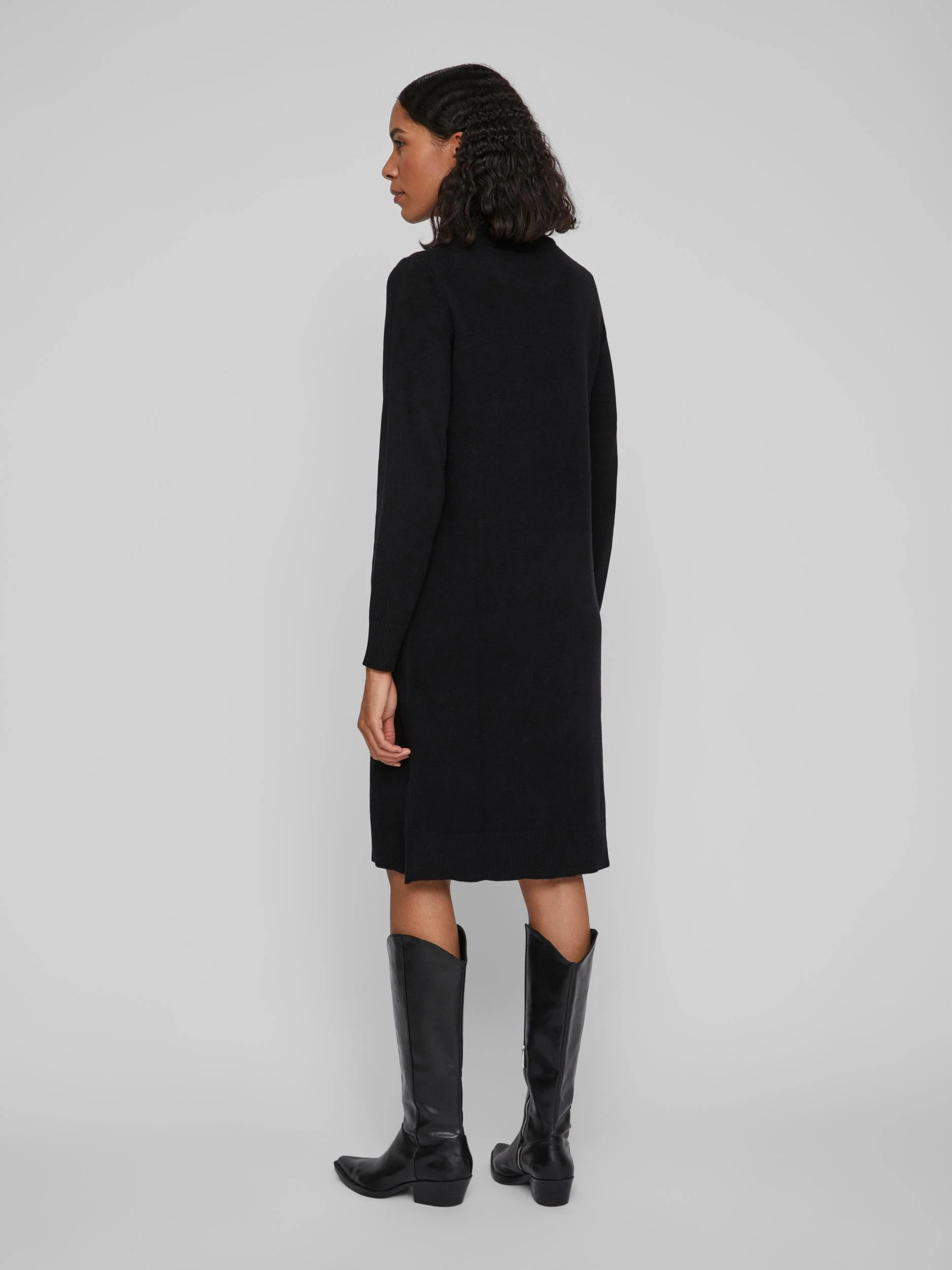 VERONICA CREW NECK MIDI DRESS (BLACK) - Image 5