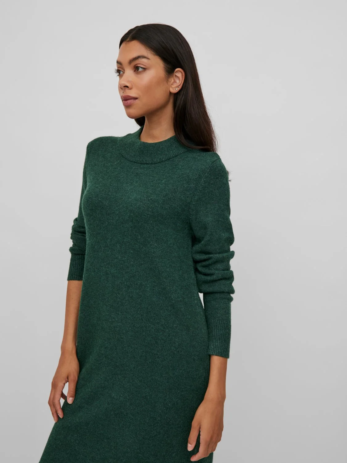 Veronica Crew Neck Midi Dress (Pineneedle/Dark Melange) - Image 4