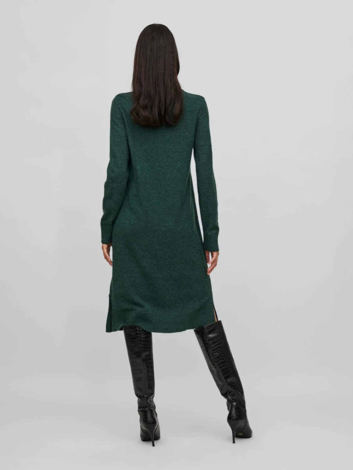 Veronica Crew Neck Midi Dress (Pineneedle/Dark Melange) - Image 5