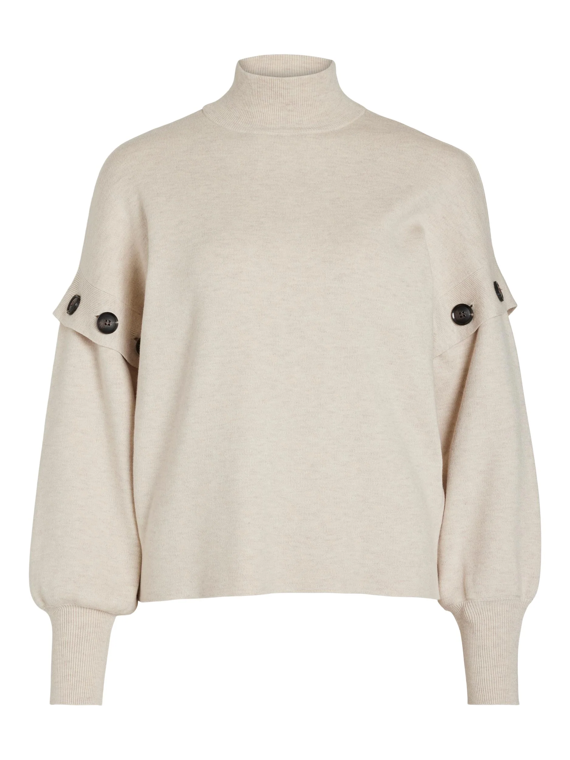 VICKI BUTTON DETAIL KNIT JUMPER (LIGHT NATURAL) - Image 2