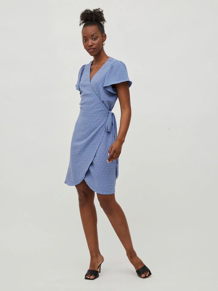 Viclarisa Wrap Dress (Blue) - Image 2