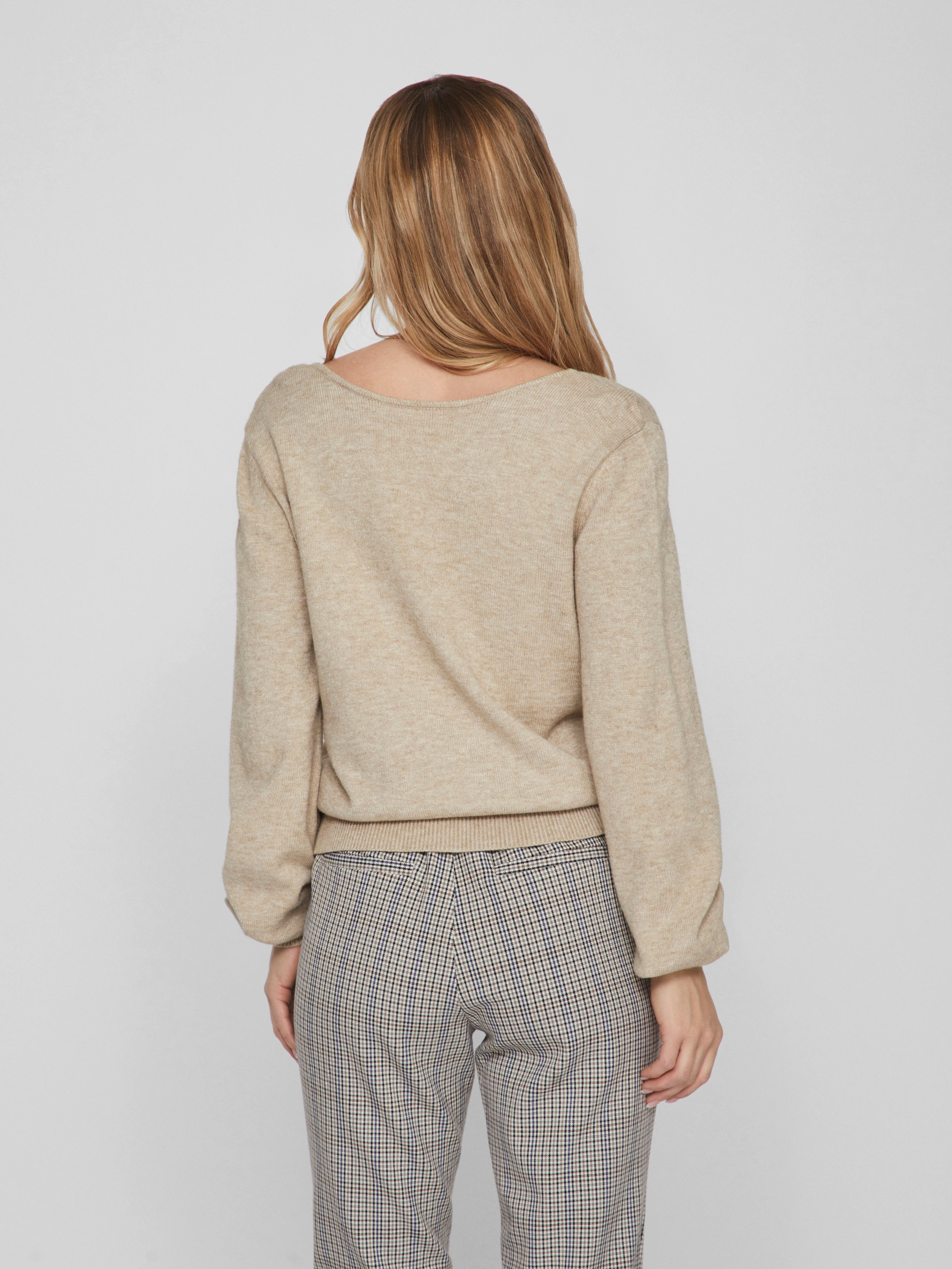 Victoria Reversible V-Neck Jumper (Natural Melange) - Image 4