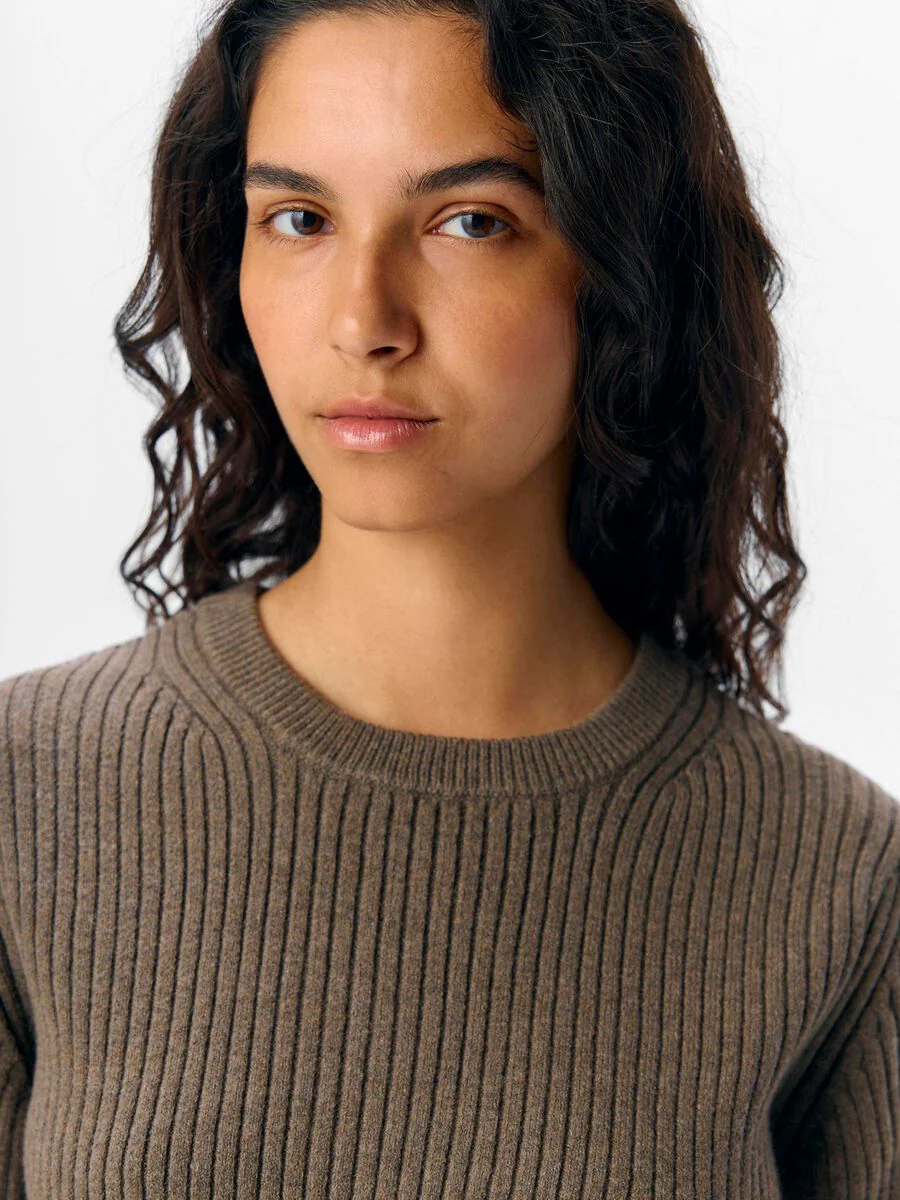 Vida Short Sleeve Knit Top (Morel/Melange) - Image 3