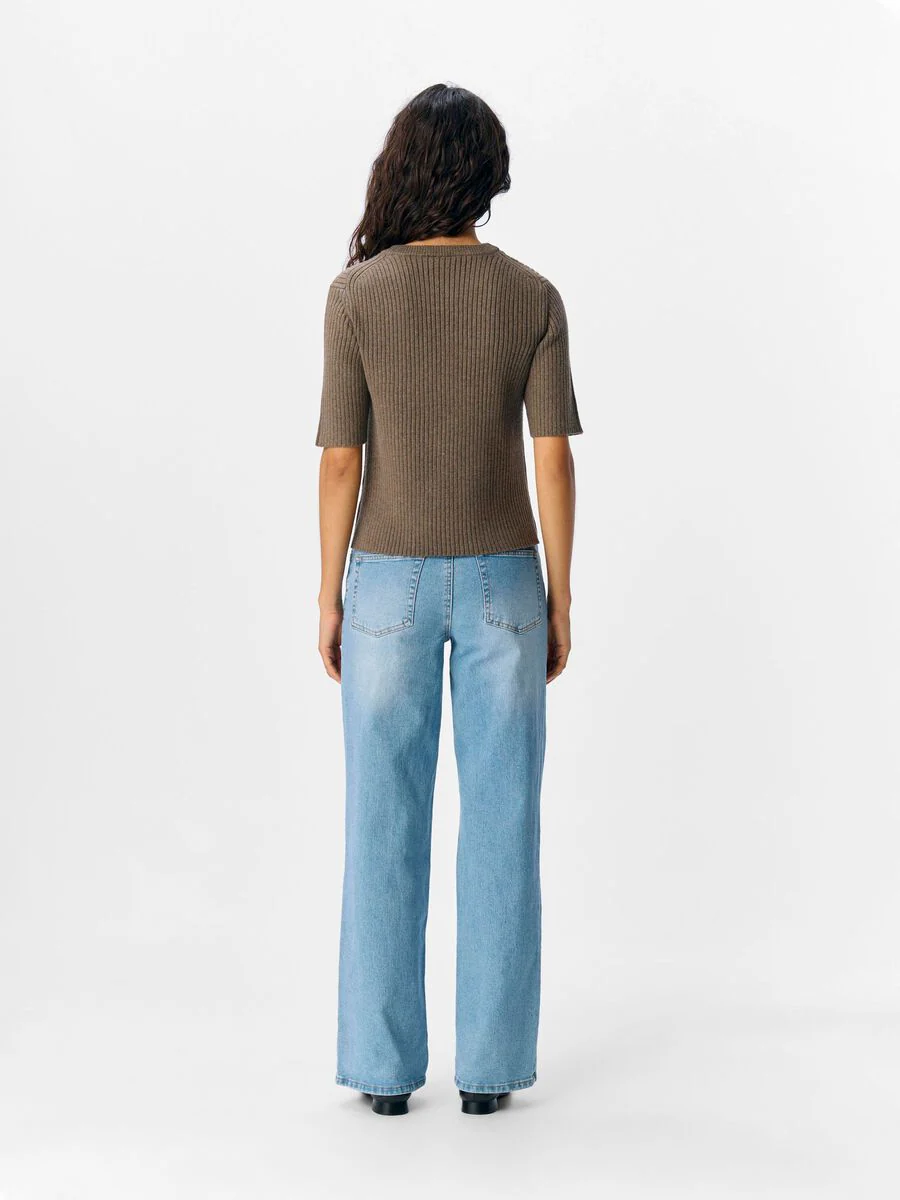 Vida Short Sleeve Knit Top (Morel/Melange) - Image 4