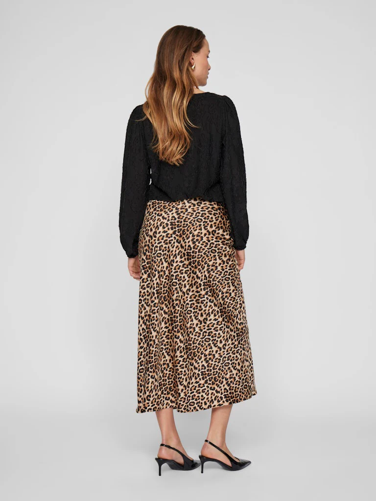 Vielette High Waisted Maxi Skirt (Caramel Cafe/Leopard) - Image 2