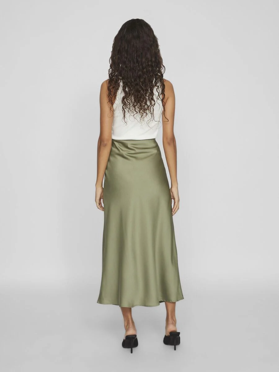 Vielette High Waisted Maxi Skirt (Oil Green) - Image 5