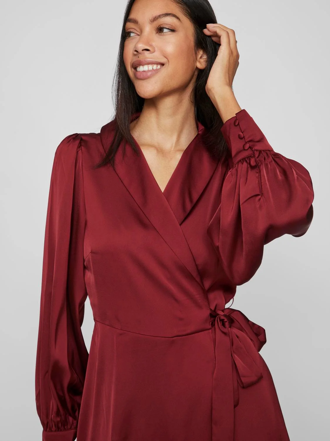 Vienna Wrap Dress (Cabernet) - Image 2