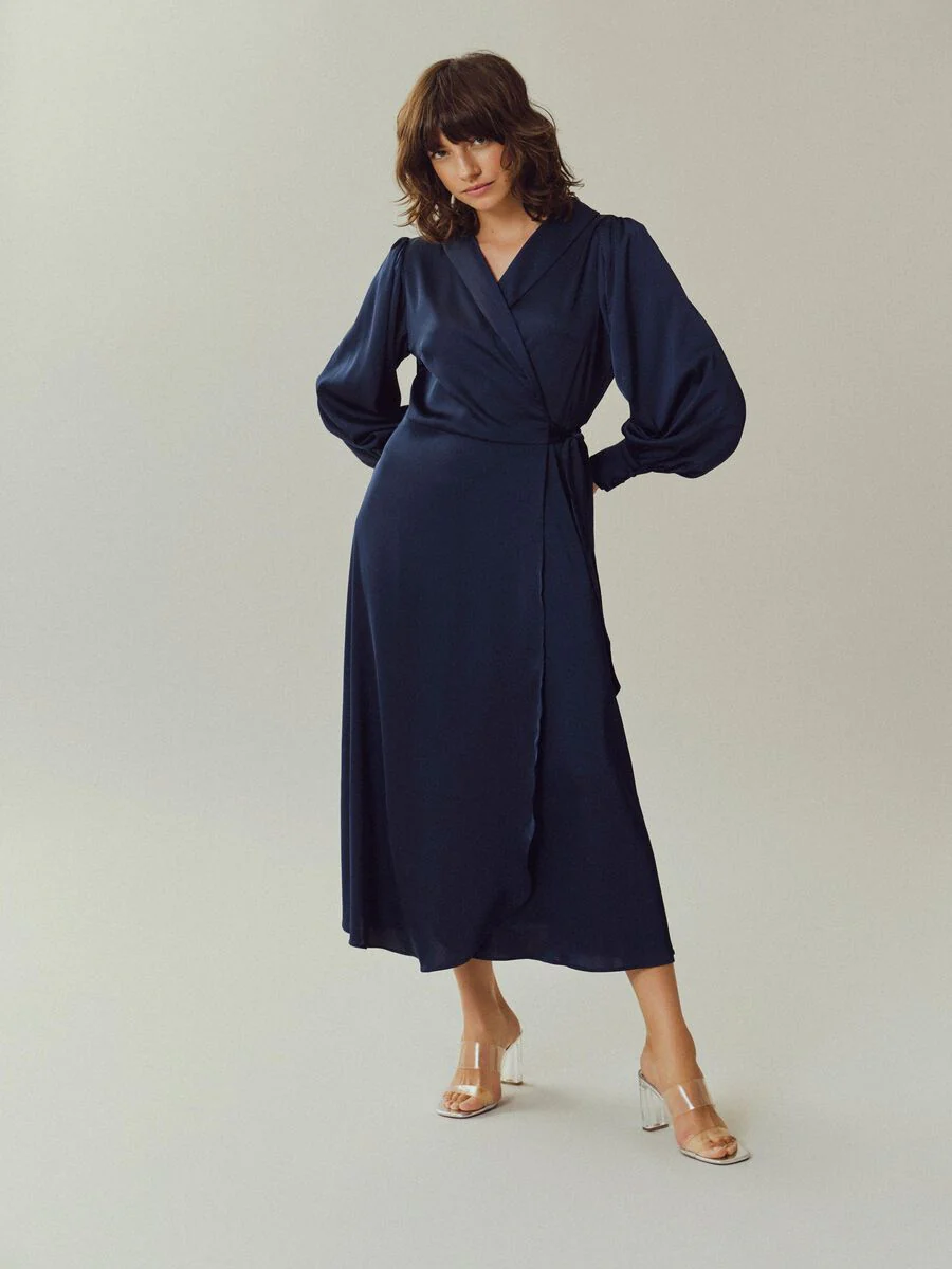 Vienna Wrap Dress (Navy) - Image 5