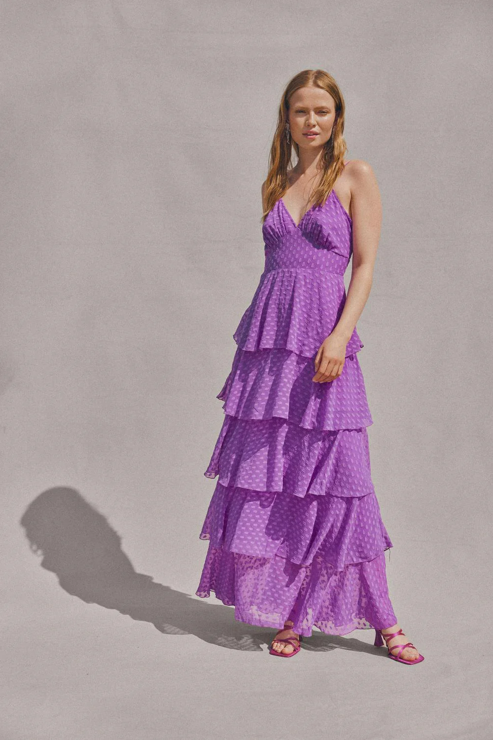 Vika Maxi Flounce Dress (Dewberry) - Image 2