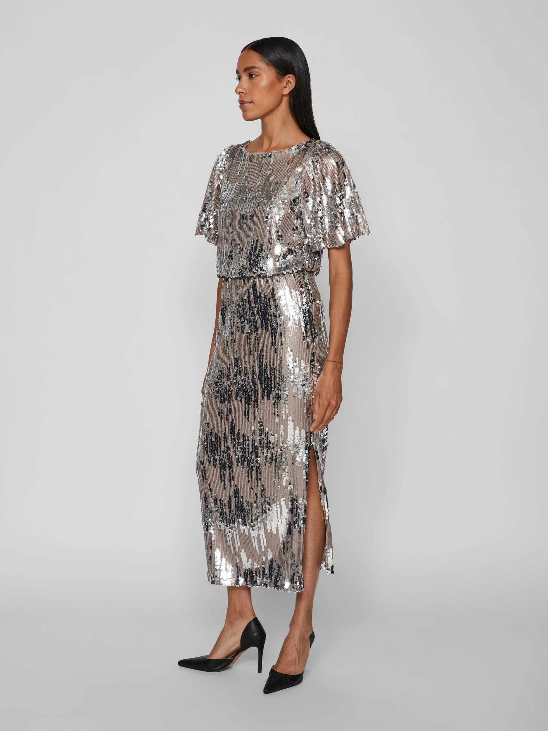 VIMA SEQUIN ANKLE DRESS (SILVER) - Image 3