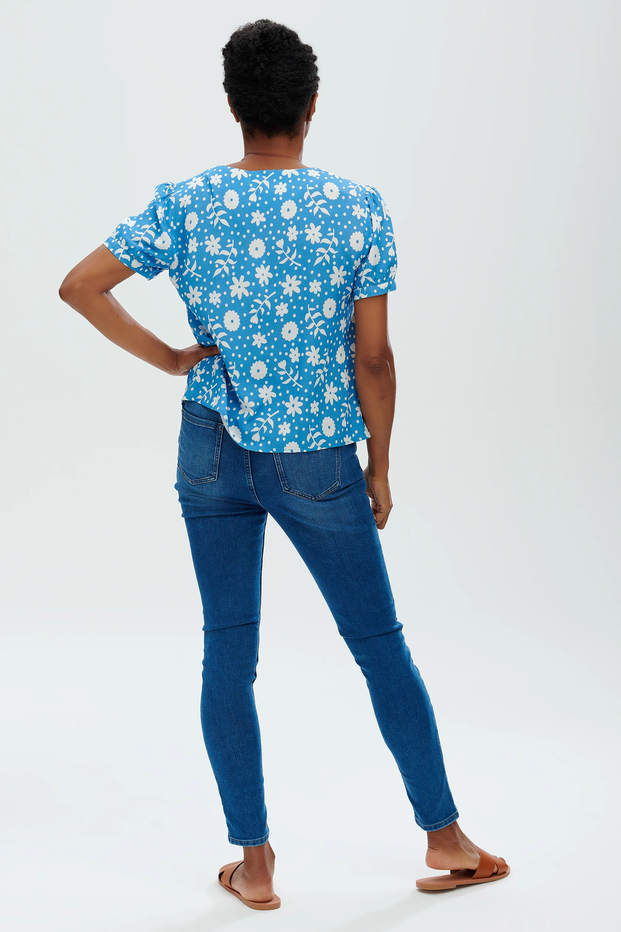 Viola Blouse | Vintage Block Floral (Blue) - Image 4