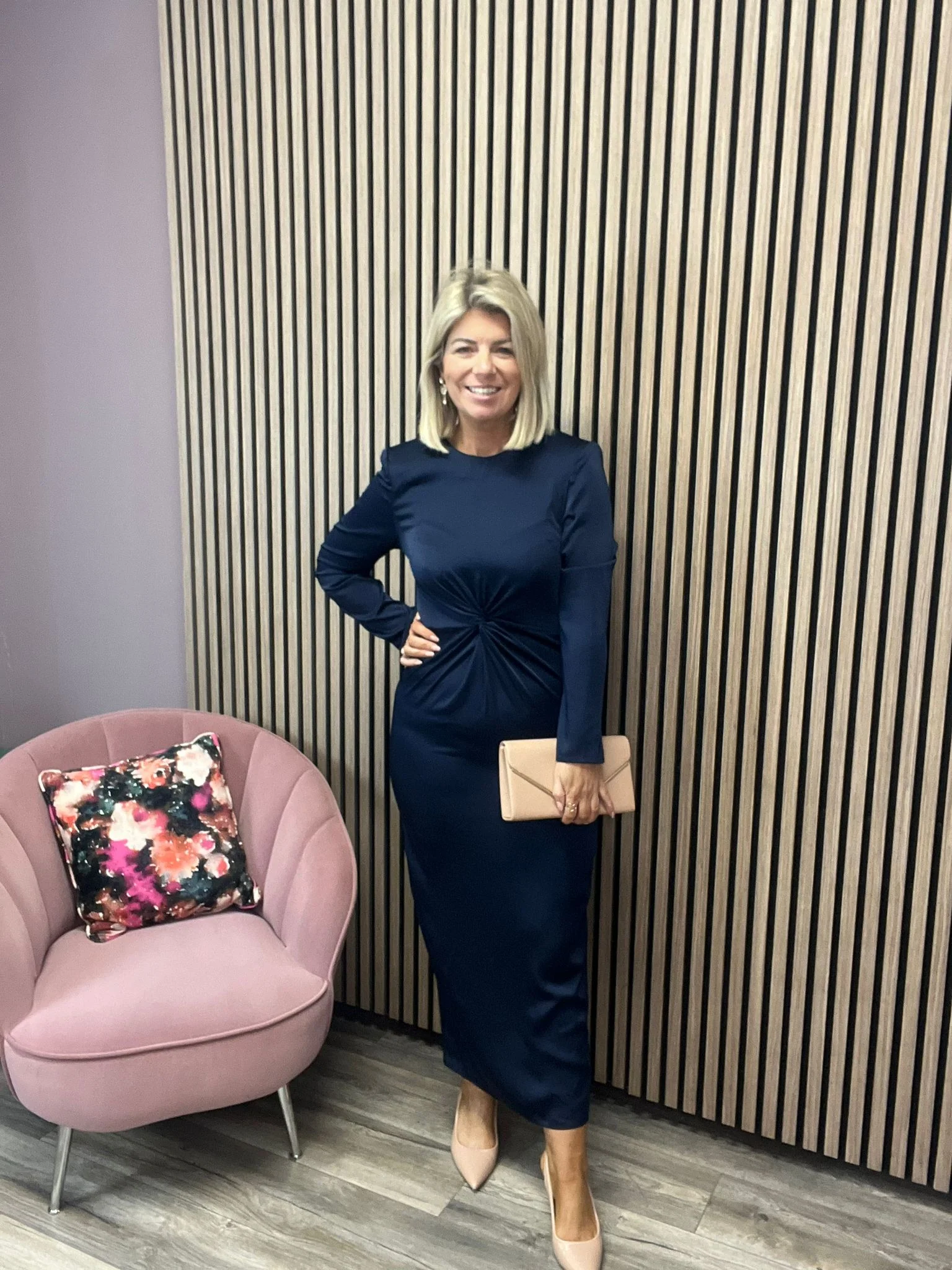 VIRA MIDI KNOT DRESS (NAVY)