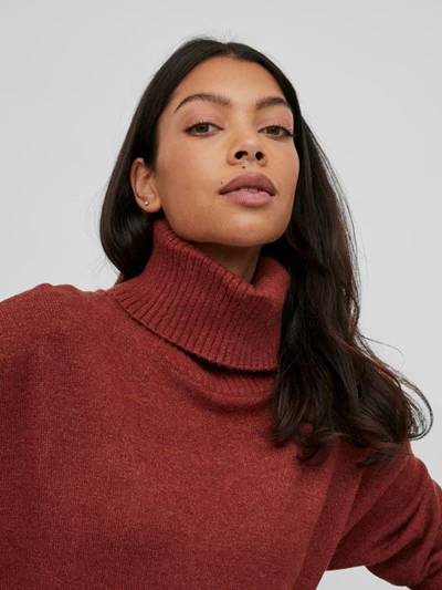 Viril Roll Neck Midi Dress (Fired Brick) - Image 5