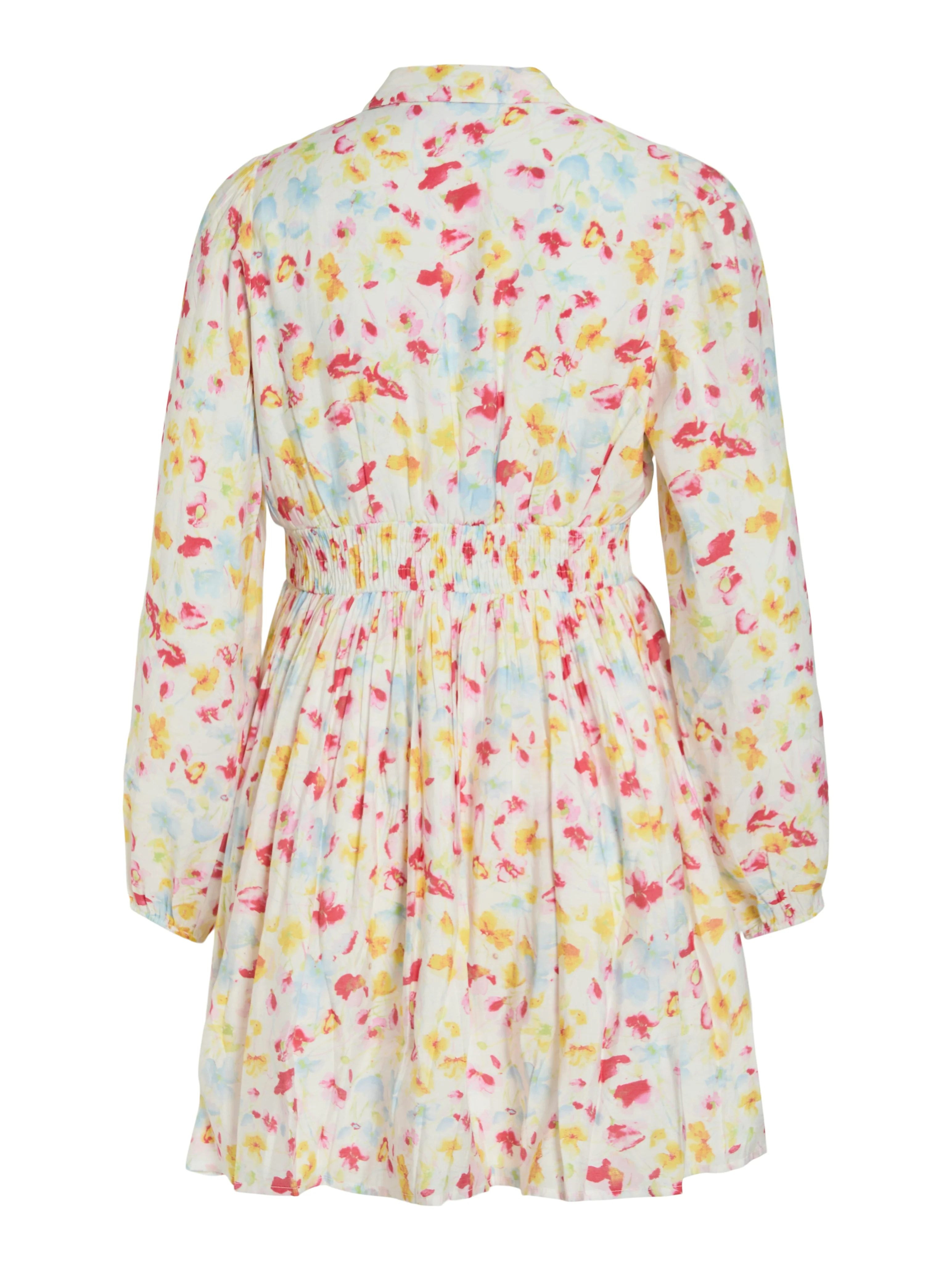 Vivian Long Sleeve Mini Dress (Snow White/Multi) - Image 3