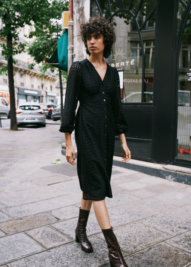 WENDY BUTTON DOWN DRESS (BLACK)