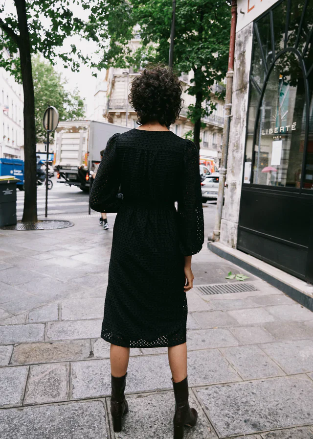 WENDY BUTTON DOWN DRESS (BLACK) - Image 3