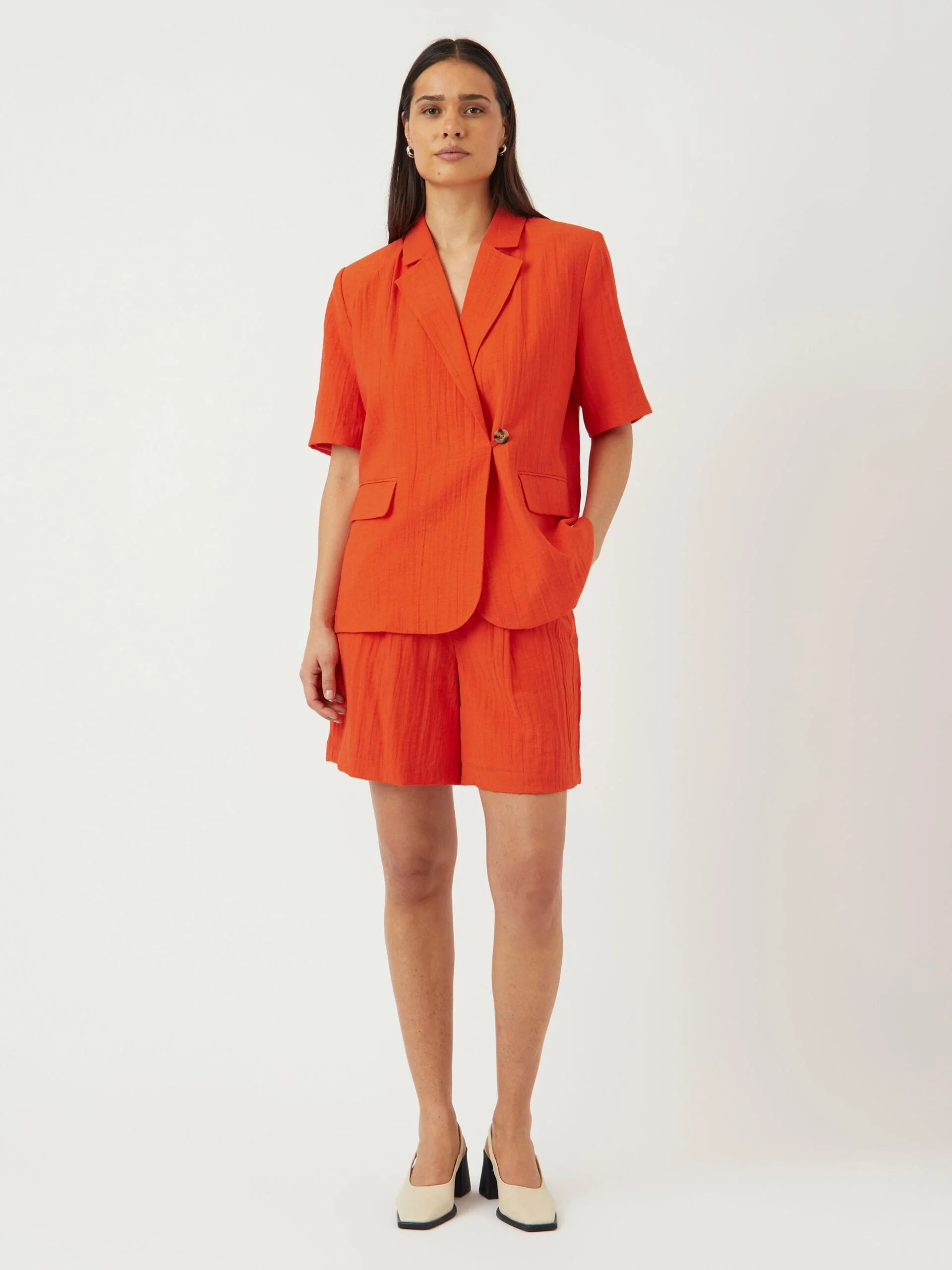 Weston Short Sleeve Blazer (Cherry Tomato)