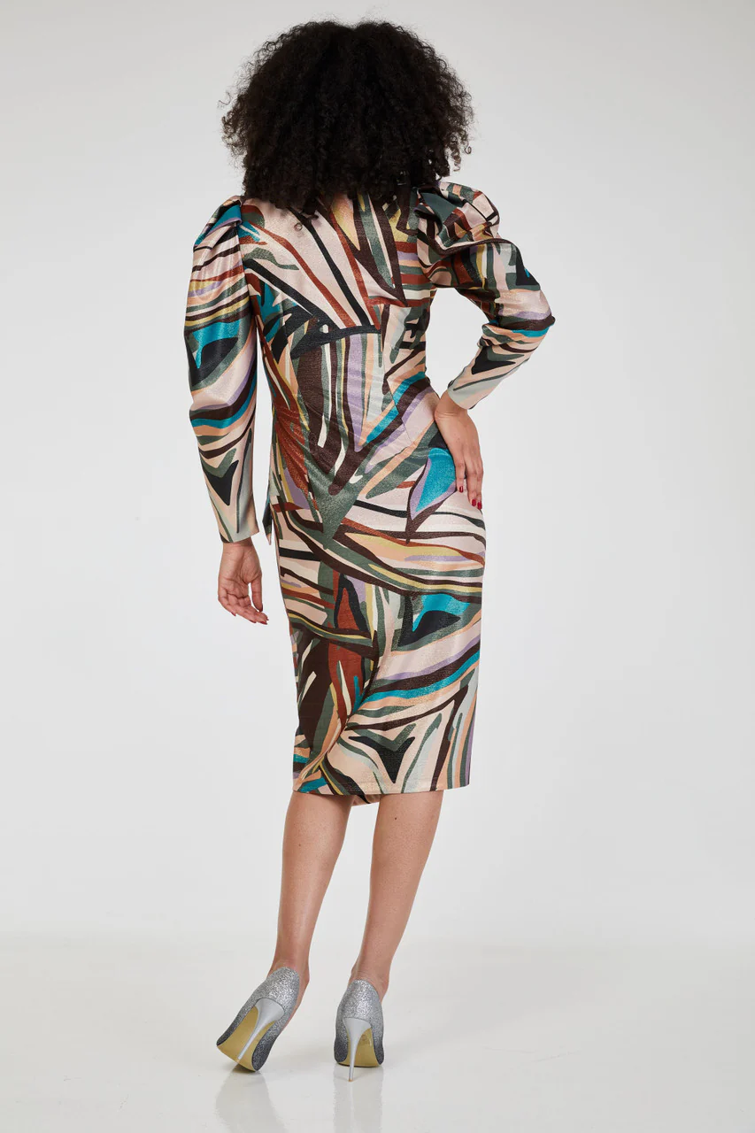 Wren Wrap Pencil Dress (Multi) - Image 4