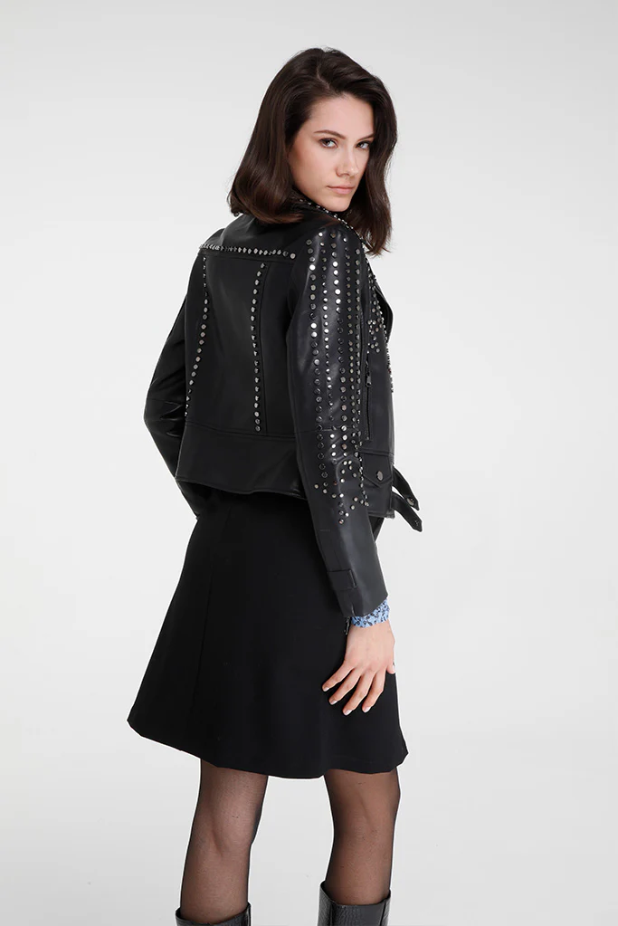 Yendegaia Studded Faux Leather Jacket (Black) - Image 4