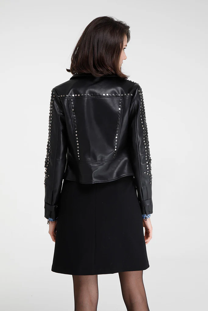 Yendegaia Studded Faux Leather Jacket (Black) - Image 5