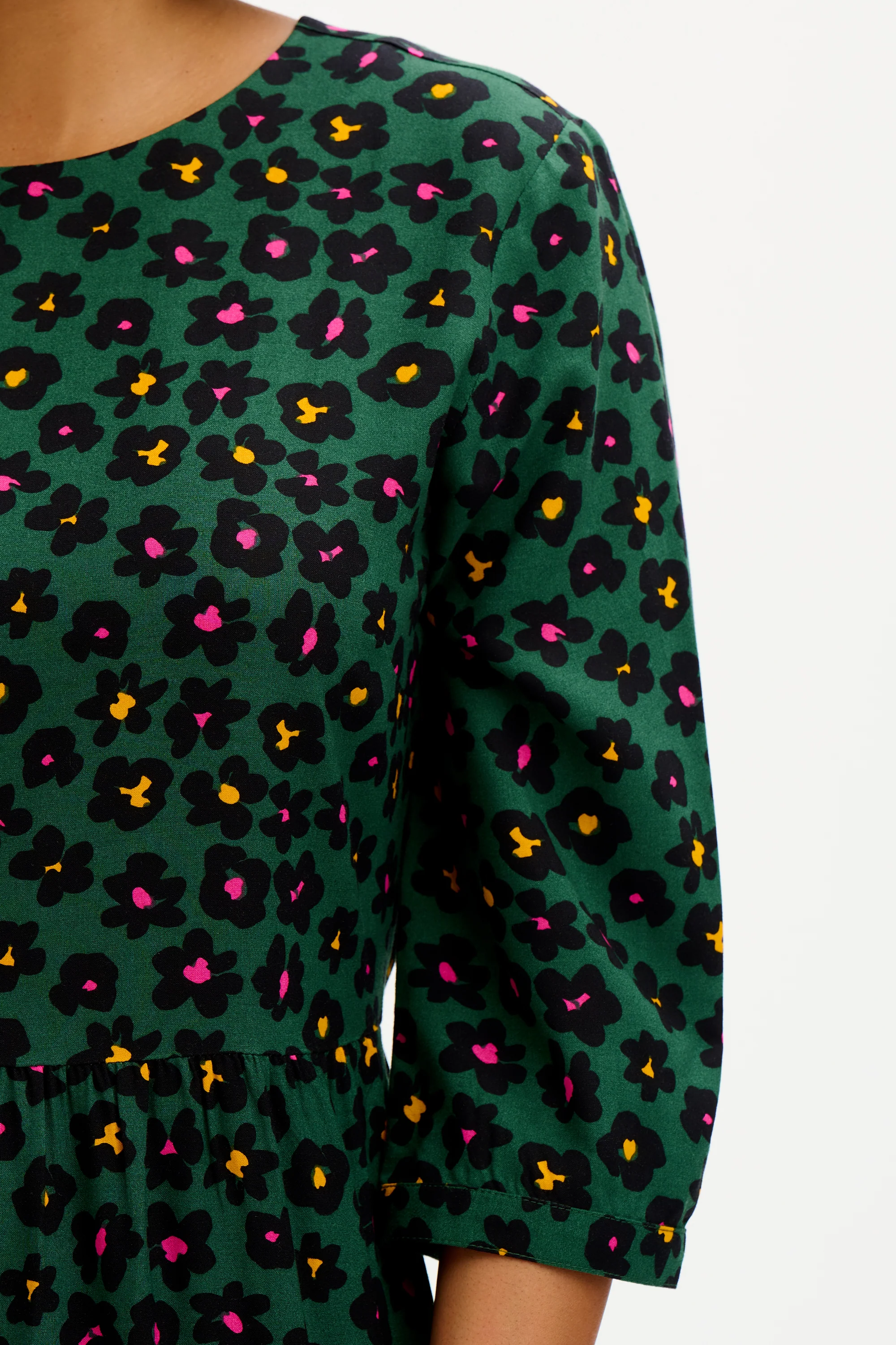 Zaina Tiered Maxi Dress -Green, Painted Floral - Image 6