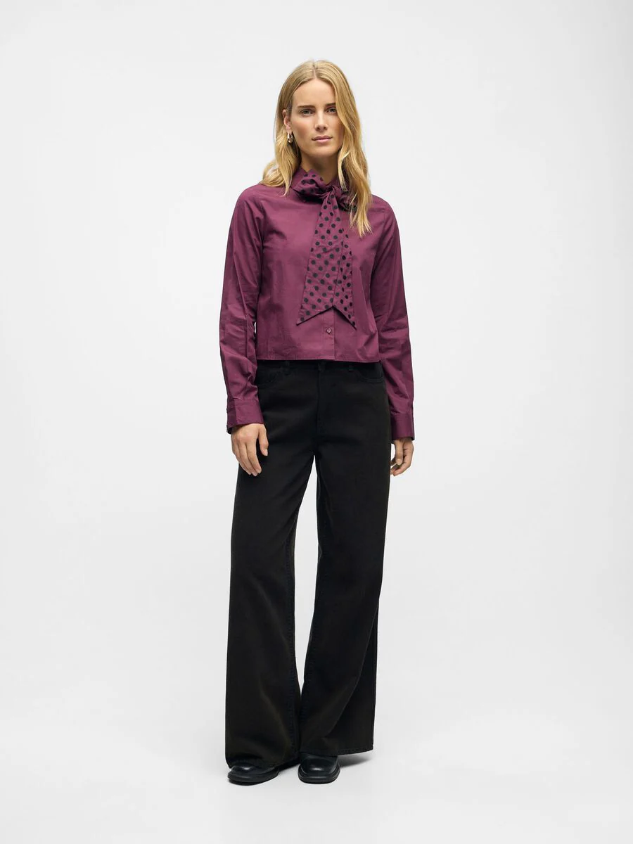 Zane Bow Shirt (Mauve Wine/Black) - Image 2
