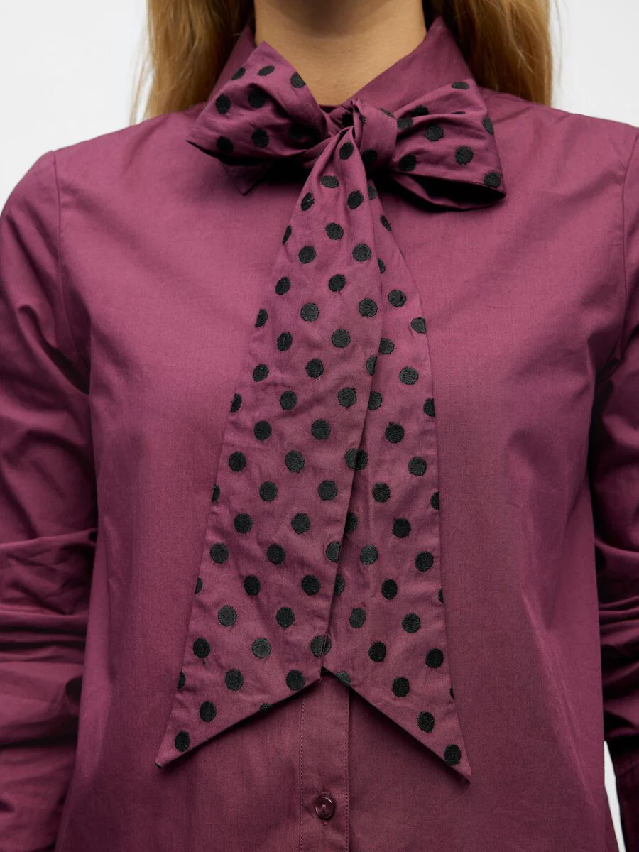 Zane Bow Shirt (Mauve Wine/Black) - Image 3