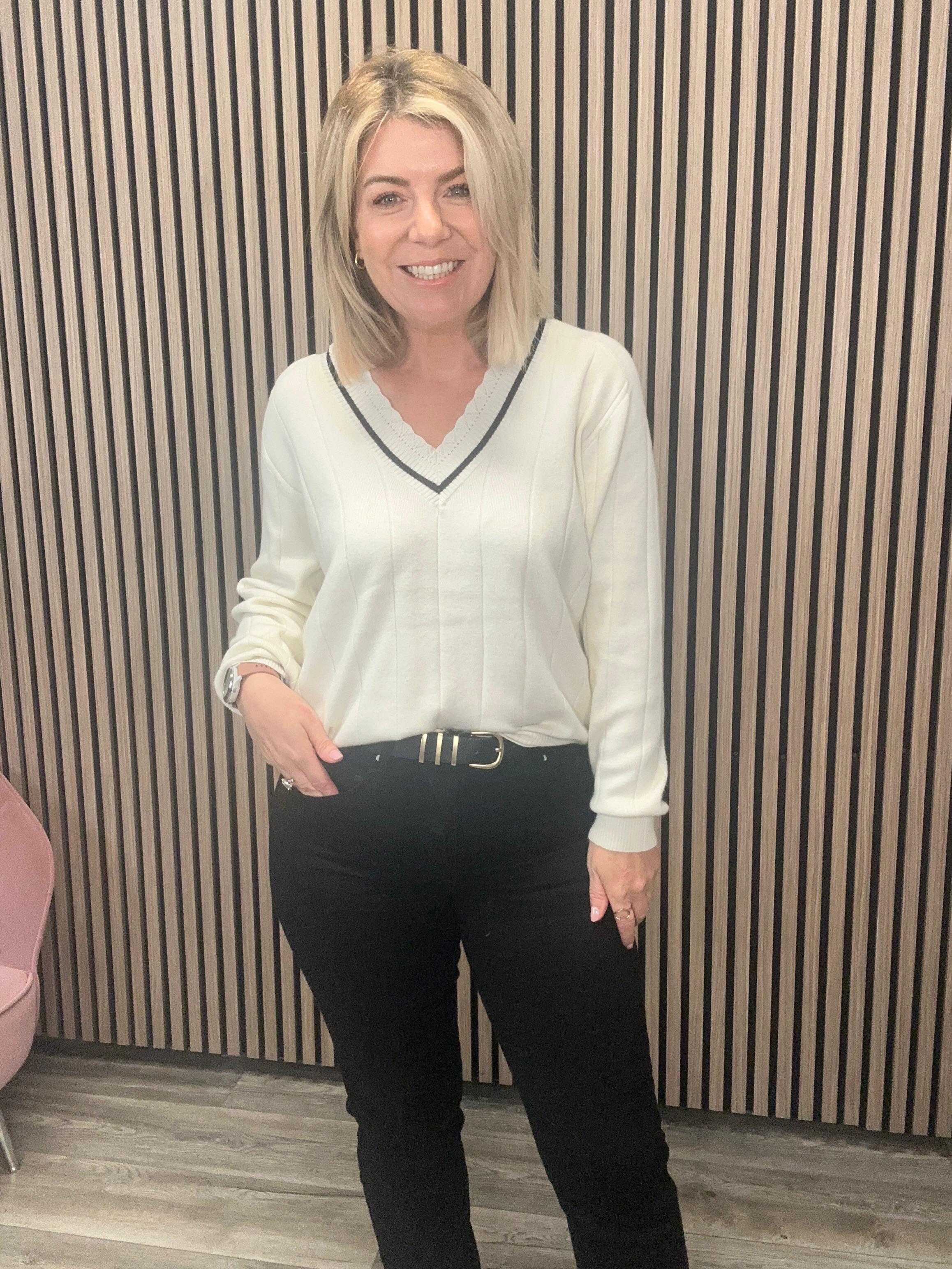 Zanora V-Neck Jumper (Birch) - Image 2