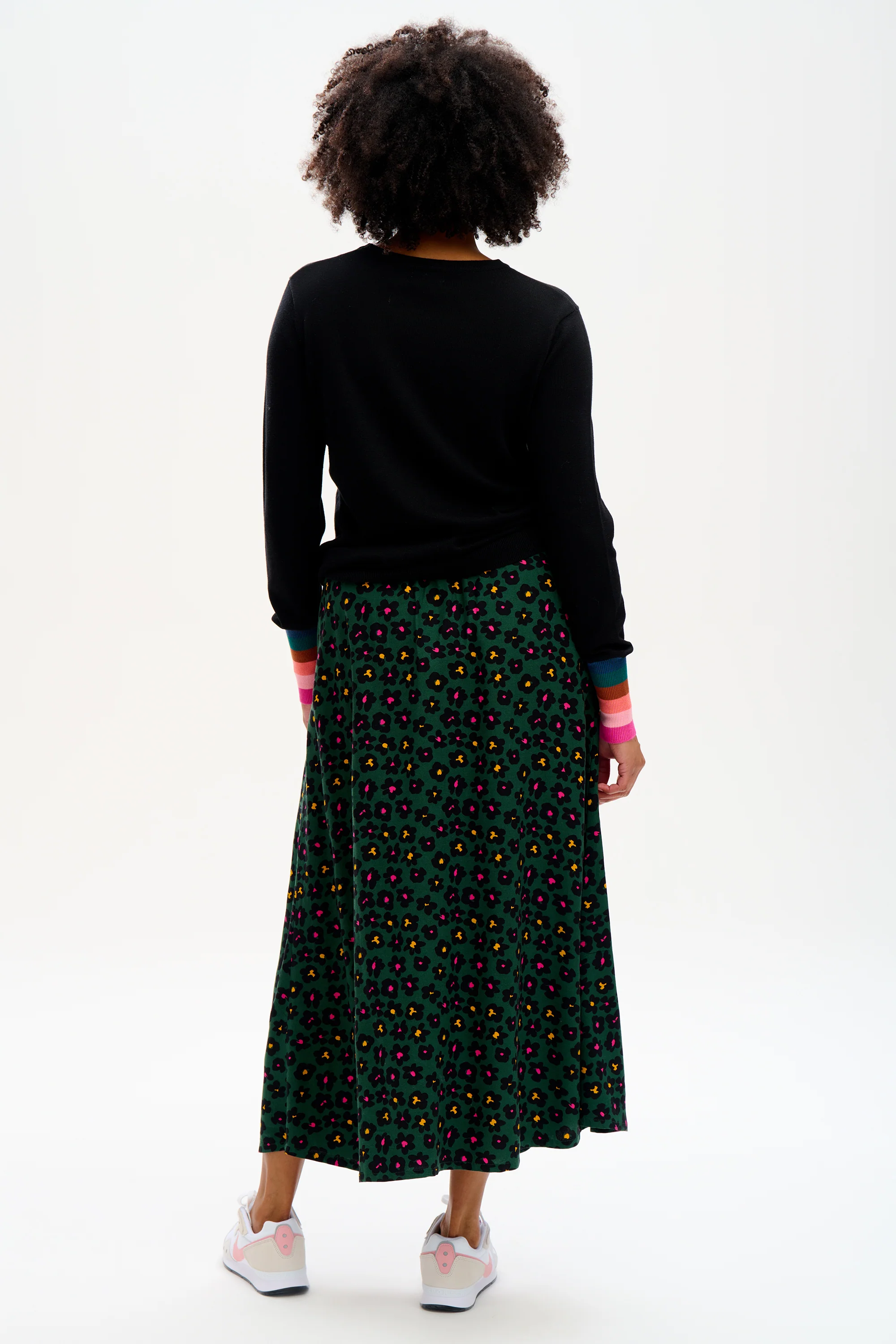 Zora Skirt - Green, Painted Floral - Image 4